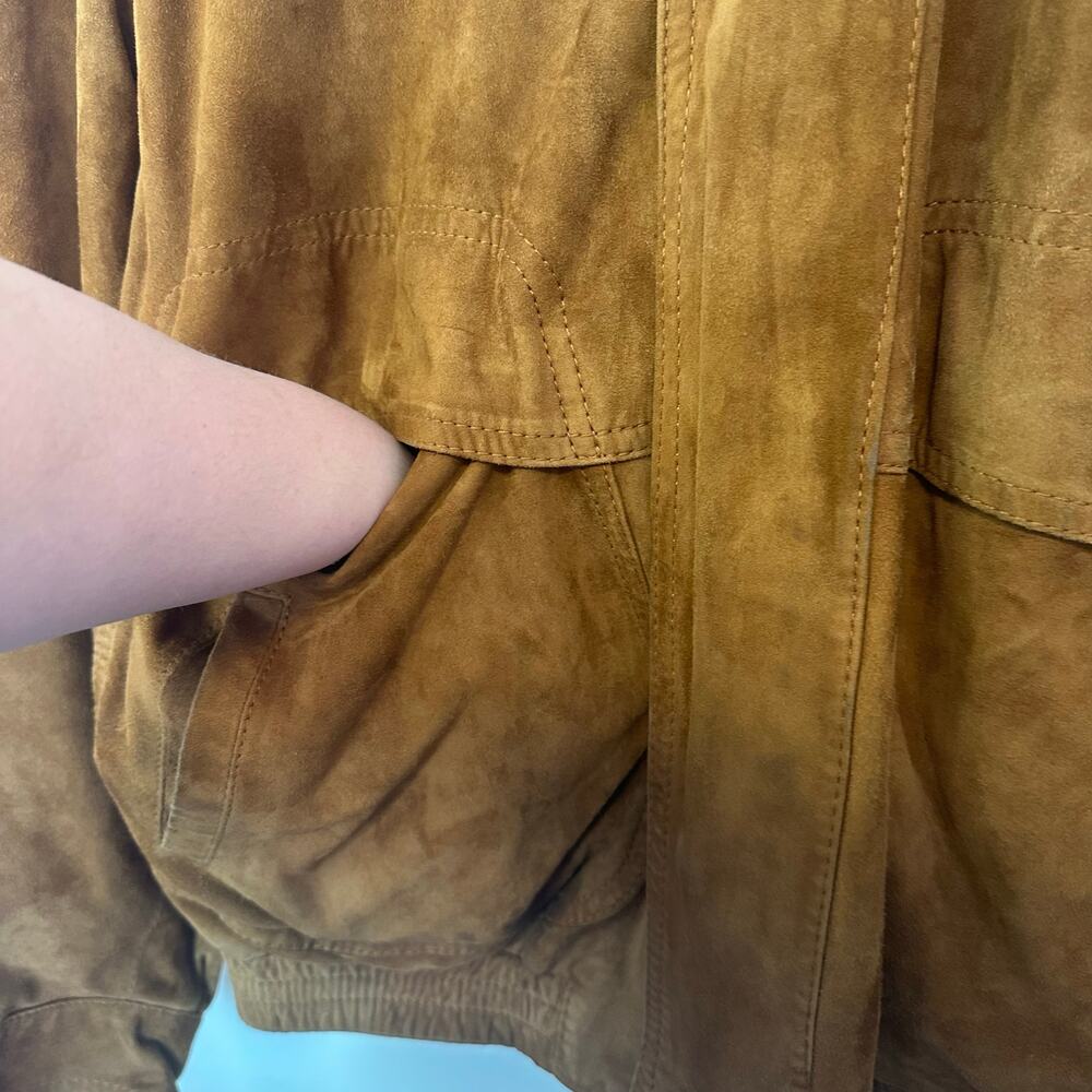 Bally VTG Men’s 100% Real Leather Suede Bomber Jacket Size 42 Brown Italy Made - Picture 5 of 14